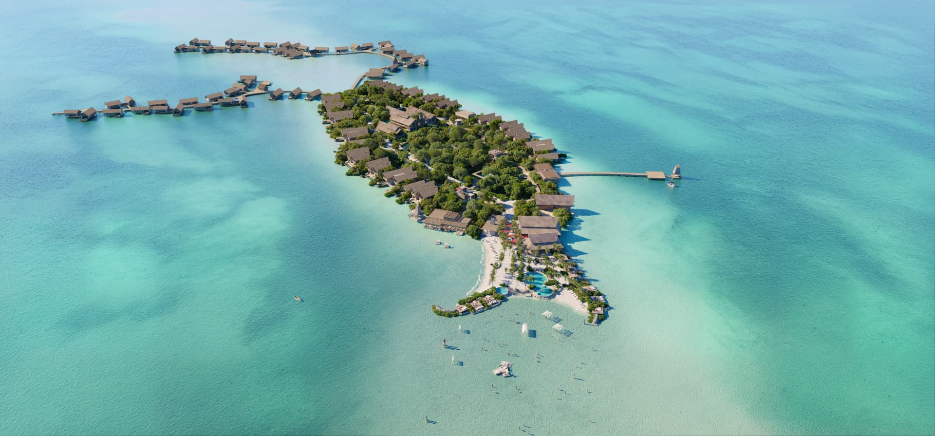 Aerial view of the private island